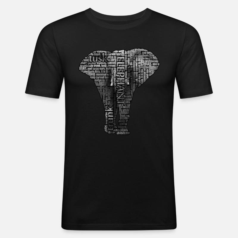 Elefant - Männer Slim Fit T-Shirt - Schwarz