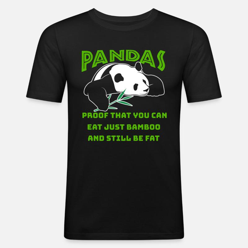 Panda Pandas - Männer Slim Fit T-Shirt - Schwarz