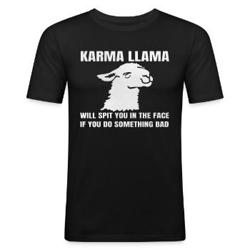 Llama Lustige Tiere - Männer Slim Fit T-Shirt - Schwarz - Vorne - Nik (191cm)