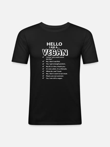 Végétalien végétalien - T-shirt près du corps Homme - noir