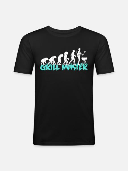 Grillkönig Evolution Grillmeister Grillsaison - Männer Slim Fit T-Shirt - Schwarz
