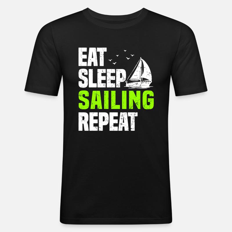 Segelschiff - Männer Slim Fit T-Shirt - Schwarz