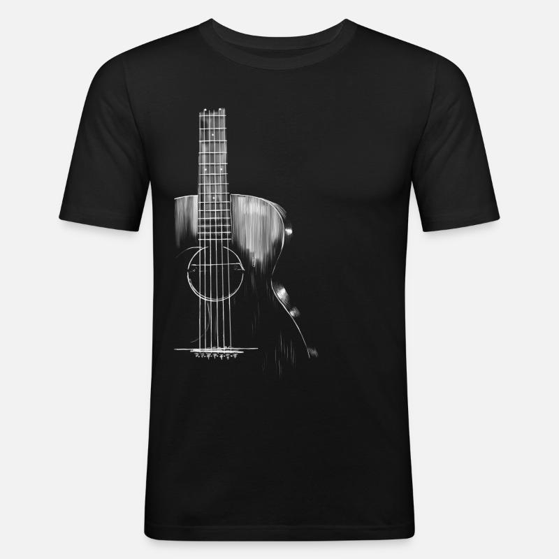 Gitarre - Männer Slim Fit T-Shirt - Schwarz