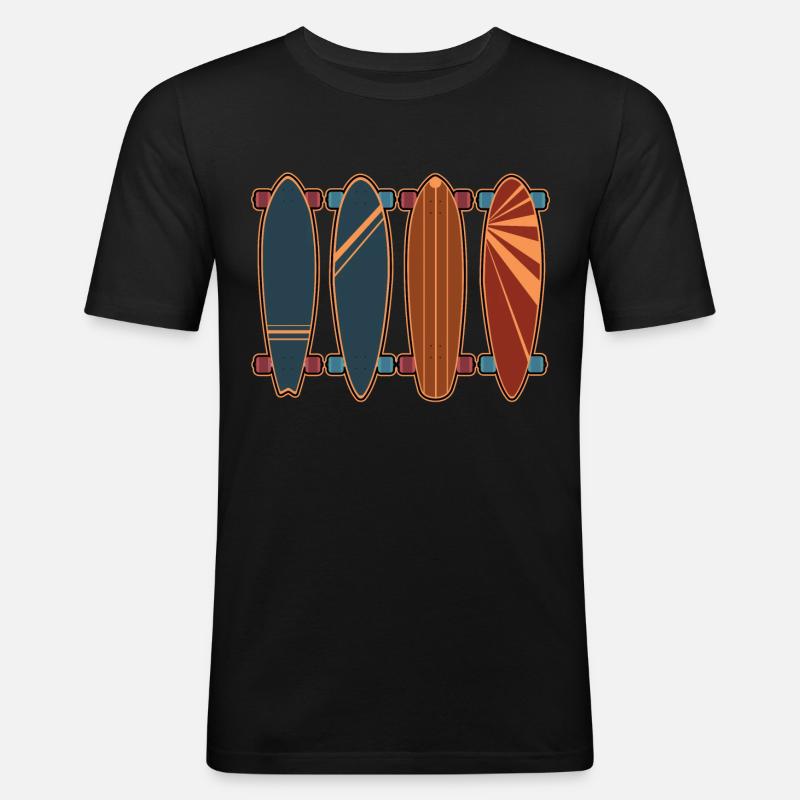 Longboard - Männer Slim Fit T-Shirt - Schwarz