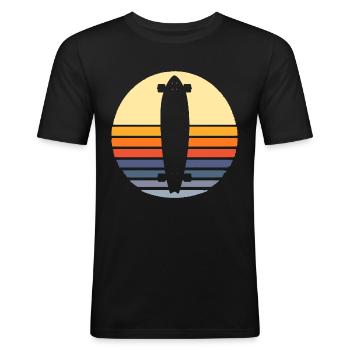 Longboard Longboarding Longboarder Skate - T-shirt près du corps Homme - noir - Devant - Nik (191cm)