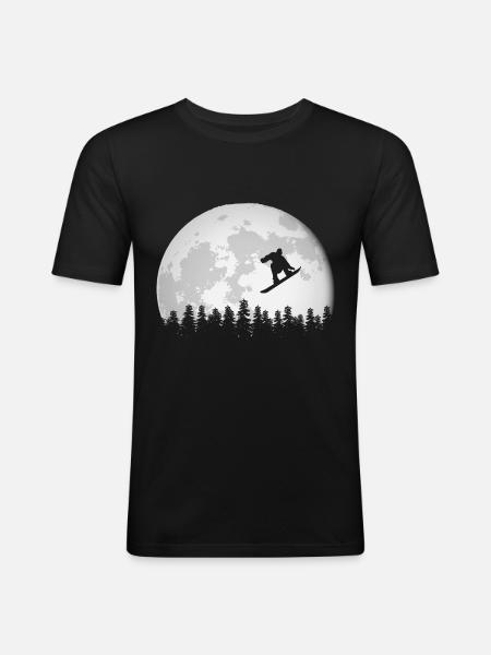 Snowboard - Männer Slim Fit T-Shirt - Schwarz