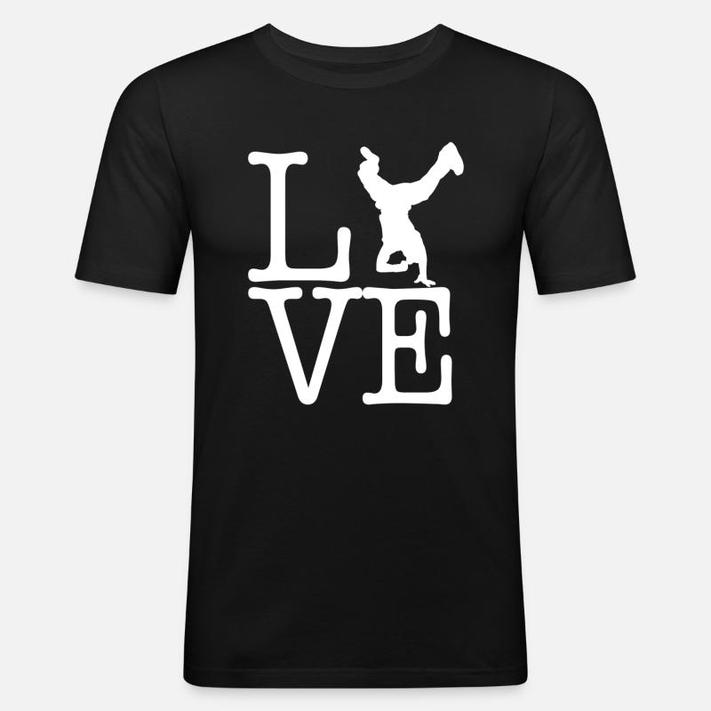 Breakdance - Männer Slim Fit T-Shirt - Schwarz