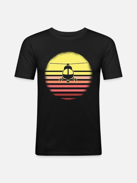 Retro helicopter pilot - Men's Slim Fit T-Shirt - black