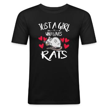 Ratte - Männer Slim Fit T-Shirt - Schwarz - Vorne - Nik (191cm)
