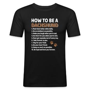 Dachshund - Men's Slim Fit T-Shirt - black - Front - Nik (191cm)