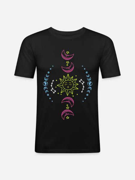 Soleil Lune et Terre - T-shirt près du corps Homme - noir