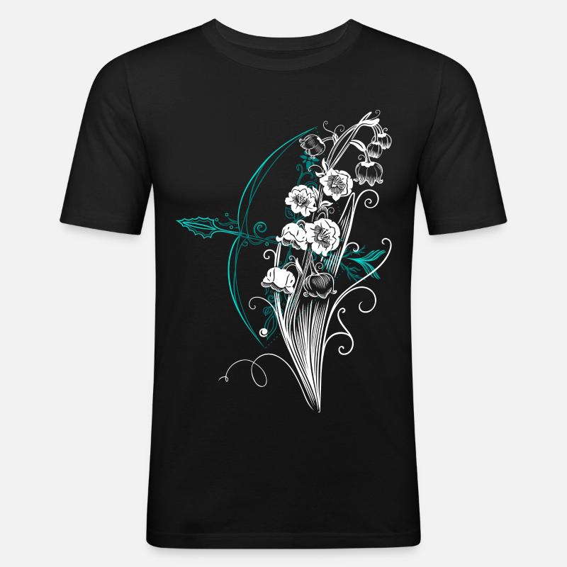 Maiglöckchen Pfeil Bogen - Männer Slim Fit T-Shirt - Schwarz