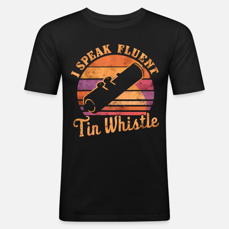 Tin Whistle - Männer Slim Fit T-Shirt - Schwarz