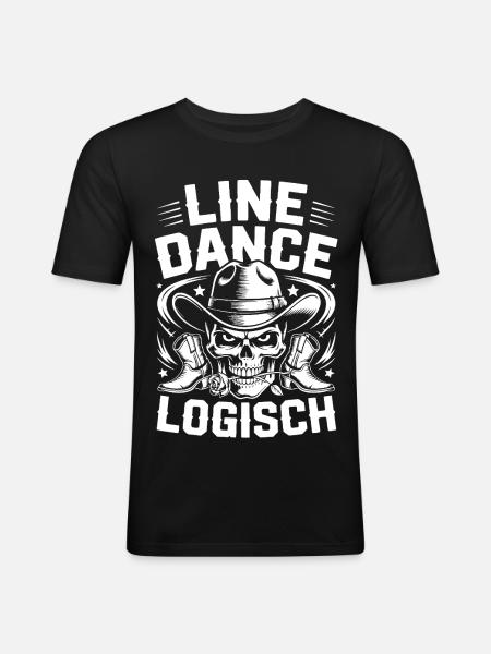 Line Dance Skull Logo - Men's Slim Fit T-Shirt - black
