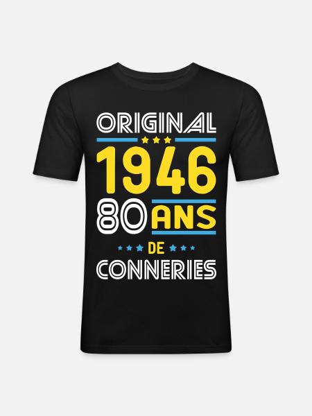 Original – 1946 – 80 Jahre - Männer Slim Fit T-Shirt - Schwarz