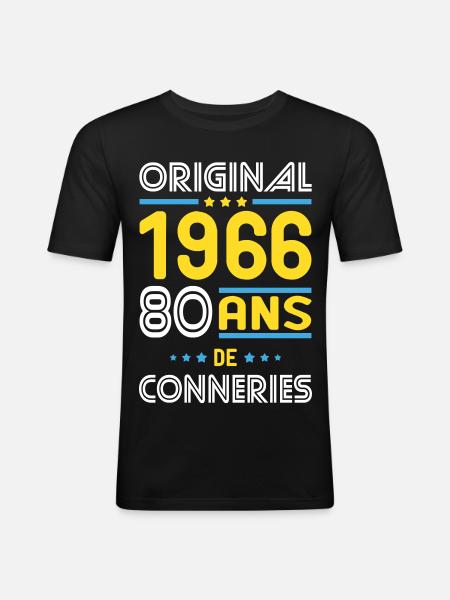 Original – 1966 – 60 Jahre - Männer Slim Fit T-Shirt - Schwarz