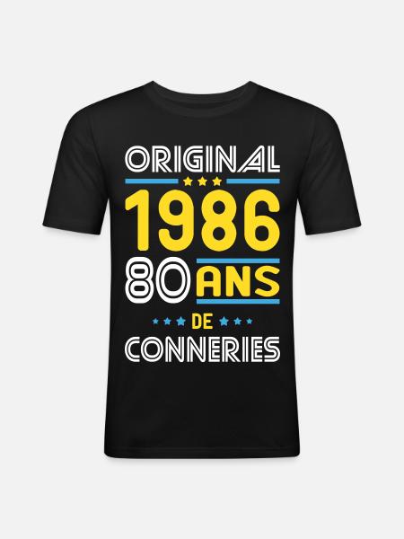 Original – 1986 – 40 Jahre - Männer Slim Fit T-Shirt - Schwarz