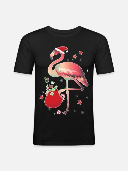 Noël moche Flamingo Christmas - T-shirt près du corps Homme - noir