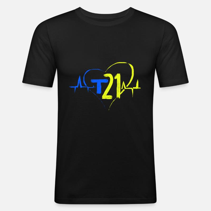 Down Syndrom - Männer Slim Fit T-Shirt - Schwarz