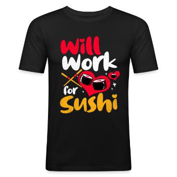 Sushi - Männer Slim Fit T-Shirt - Schwarz - Vorne - Nik (191cm)