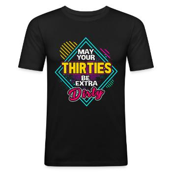30th birthday - Men's Slim Fit T-Shirt - black - Front - Nik (191cm)
