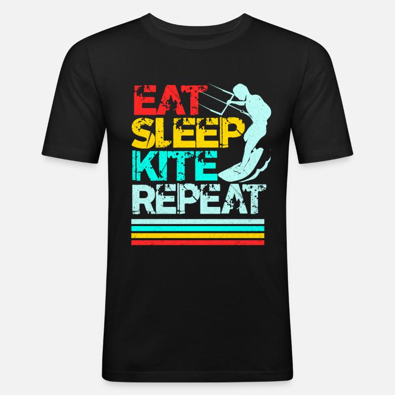 Kiteboard - Männer Slim Fit T-Shirt - Schwarz