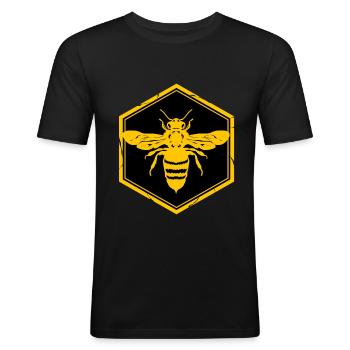abeille abeilles bourdon d’apiculteur miel climat nectar fleur - T-shirt près du corps Homme - noir - Devant - Nik (191cm)
