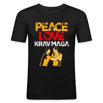 Krav Maga - Männer Slim Fit T-Shirt - Schwarz - Vorne - Nik (191cm)