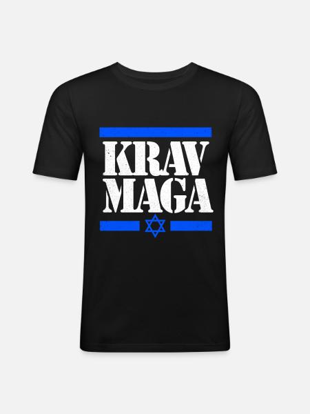 Krav Maga - Männer Slim Fit T-Shirt - Schwarz
