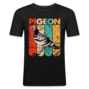 Taube - Männer Slim Fit T-Shirt - Schwarz - Vorne - Nik (191cm)