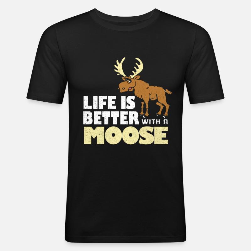 Elch - Männer Slim Fit T-Shirt - Schwarz