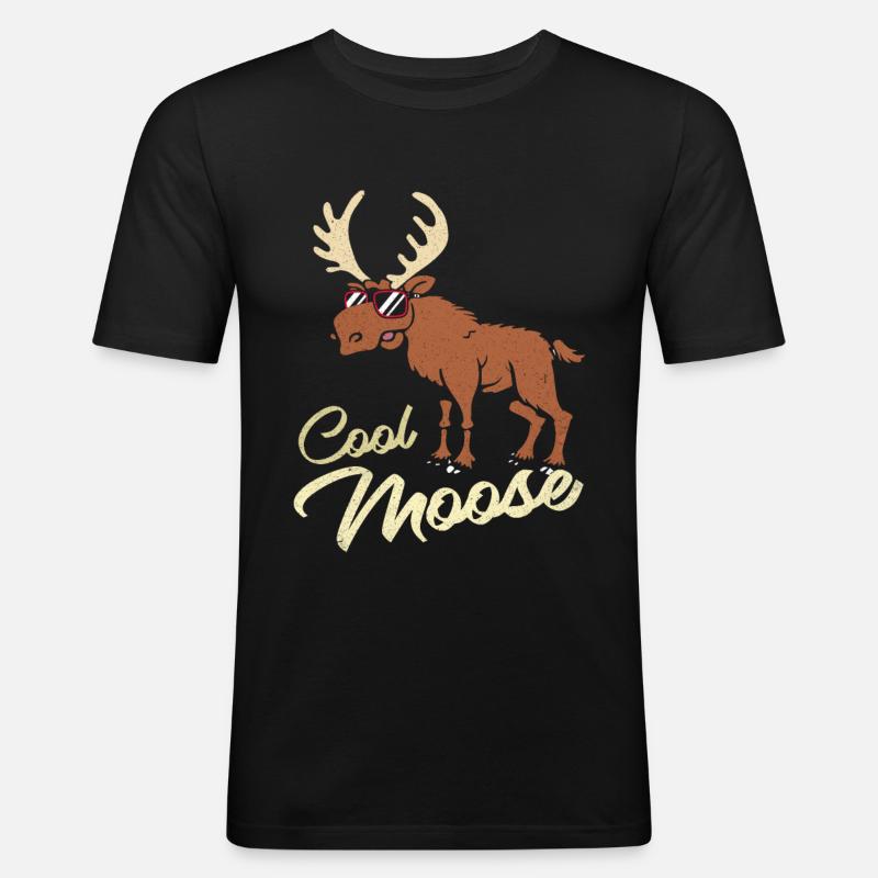 Elch - Männer Slim Fit T-Shirt - Schwarz