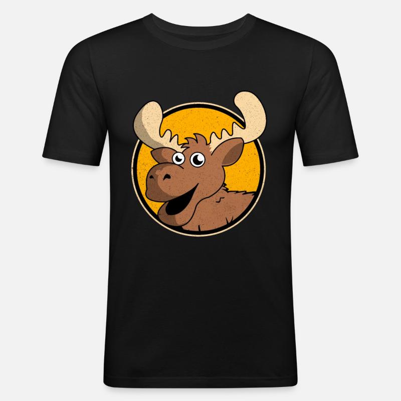 Elch - Männer Slim Fit T-Shirt - Schwarz