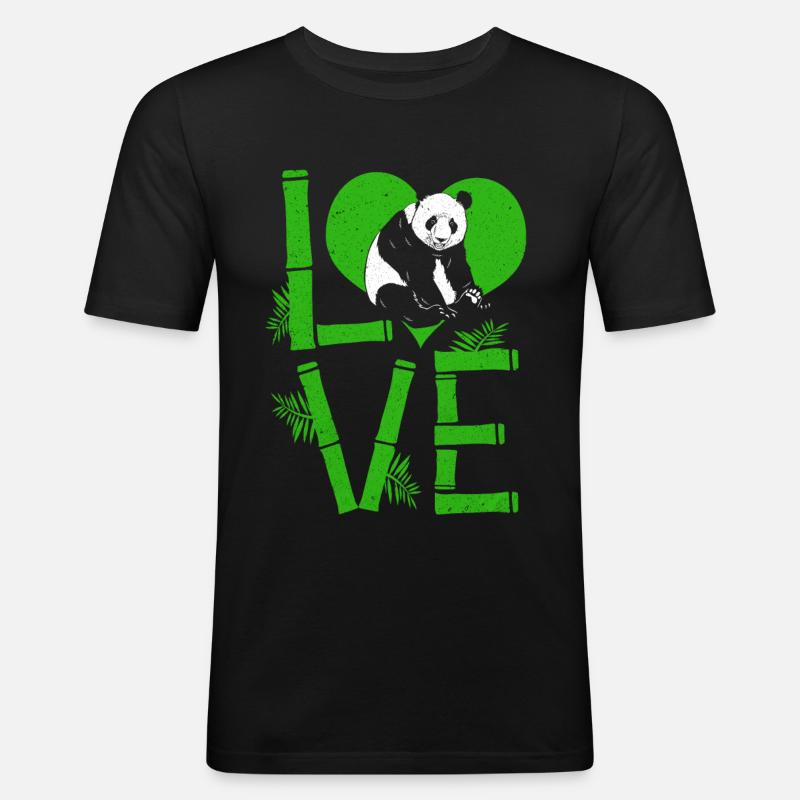 Panda - Männer Slim Fit T-Shirt - Schwarz