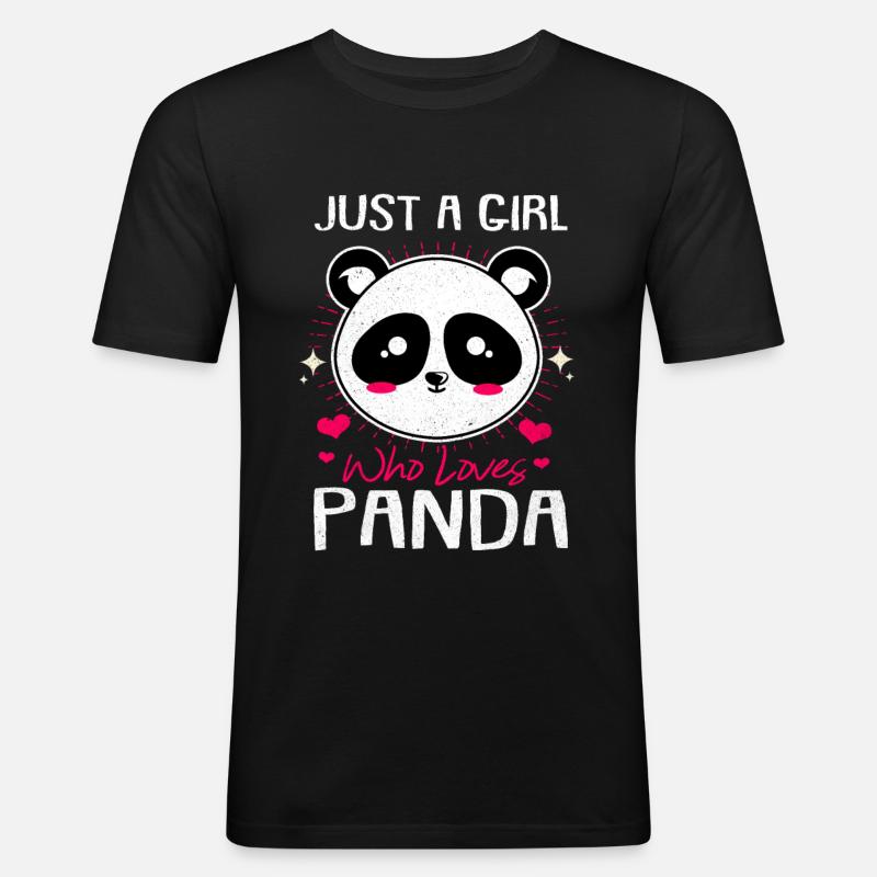 Panda - Männer Slim Fit T-Shirt - Schwarz