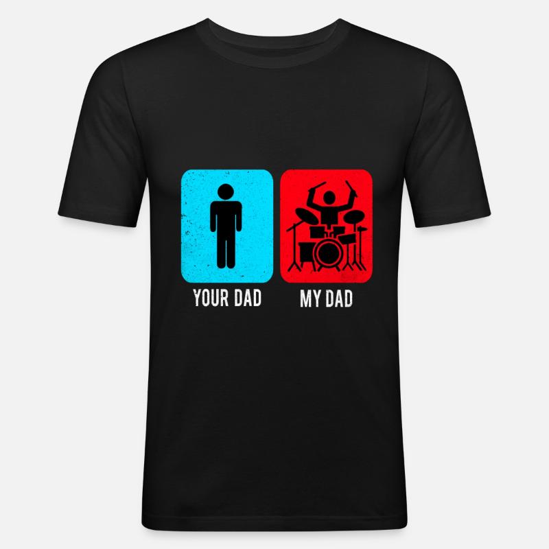 Schlagzeug - Männer Slim Fit T-Shirt - Schwarz