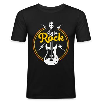 Gitarre - Männer Slim Fit T-Shirt - Schwarz - Vorne - Nik (191cm)