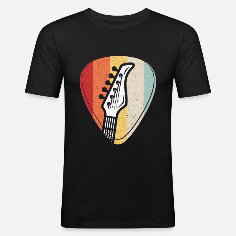 Gitarre - Männer Slim Fit T-Shirt - Schwarz
