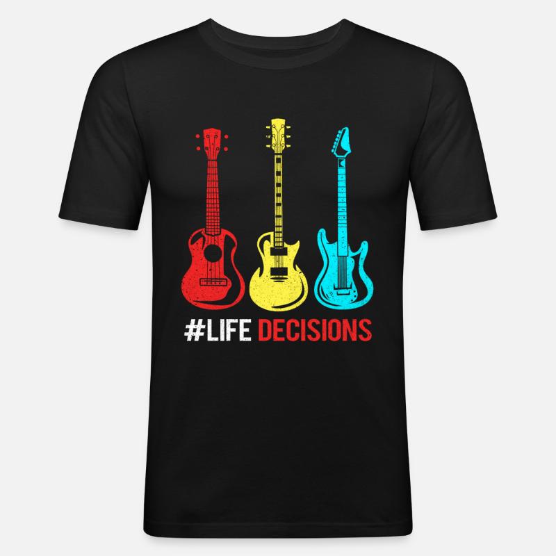 Gitarre - Männer Slim Fit T-Shirt - Schwarz