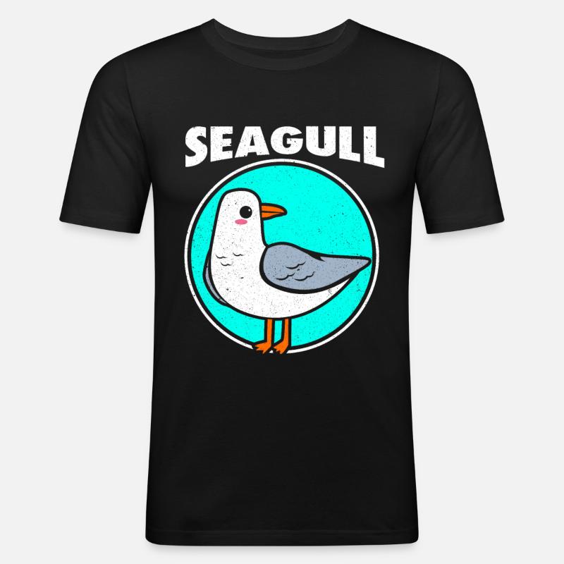 Möwe - Männer Slim Fit T-Shirt - Schwarz