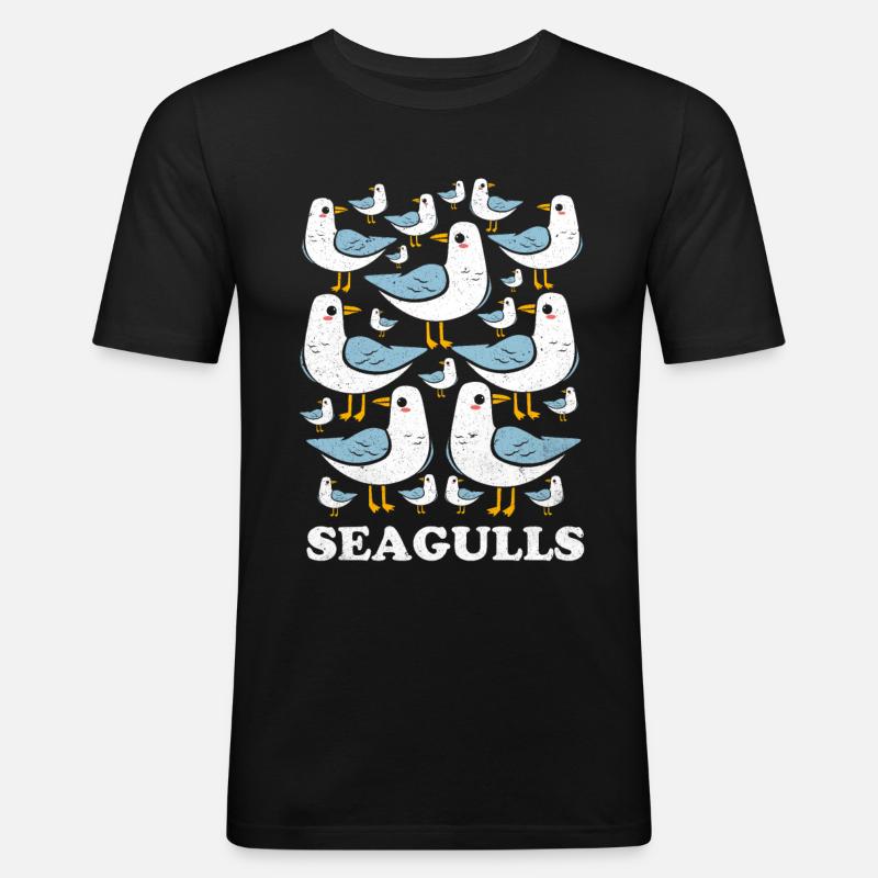 Möwe - Männer Slim Fit T-Shirt - Schwarz