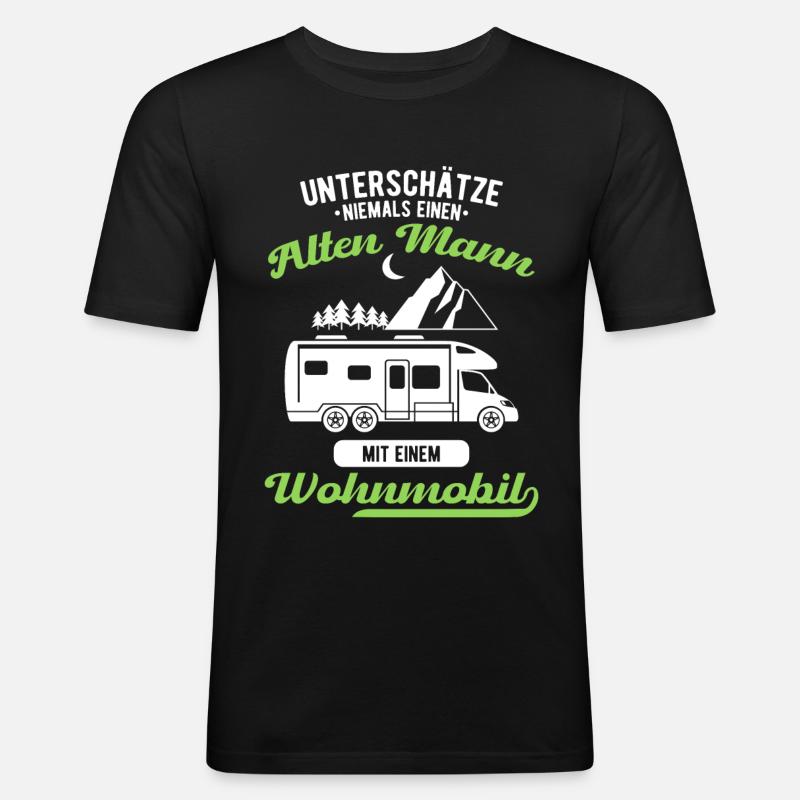 Wohnmobil Camping - Männer Slim Fit T-Shirt - Schwarz