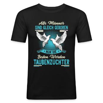 Taubenzüchter Taube Tauben Vogel Geschenkidee - Männer Slim Fit T-Shirt - Schwarz - Vorne - Nik (191cm)