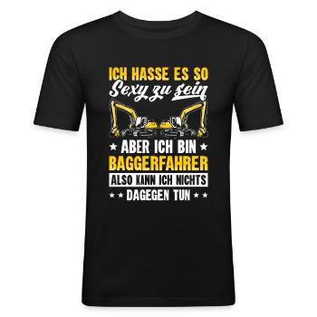 Baggerfahrer Beruf Baggerführer Geschenk Lustig - Männer Slim Fit T-Shirt - Schwarz - Vorne - Nik (191cm)