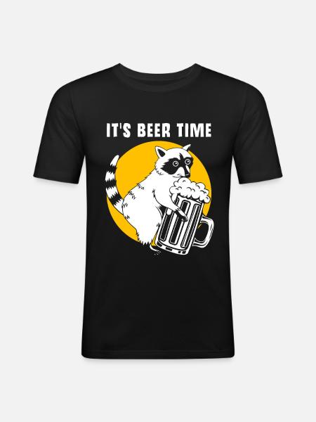Raccoon beer alcohol - Men's Slim Fit T-Shirt - black