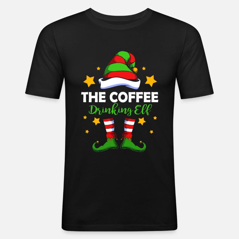 Elfe Elf Weihnachtsgeschenk Kaffee - Männer Slim Fit T-Shirt - Schwarz