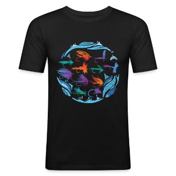 Fliegenfischen Angeln Fliege - Männer Slim Fit T-Shirt - Schwarz - Vorne - Nik (191cm)