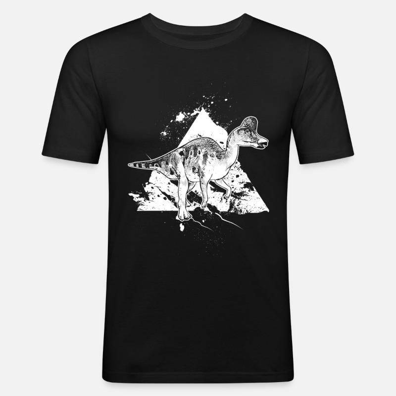Dinosaurier Dinoliebe Hadrosaurus Urzeit Asteroid - Männer Slim Fit T-Shirt - Schwarz