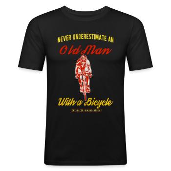 Rennradfahrer Radfahrer alter Mann lustiger Spruch - Männer Slim Fit T-Shirt - Schwarz - Vorne - Nik (191cm)
