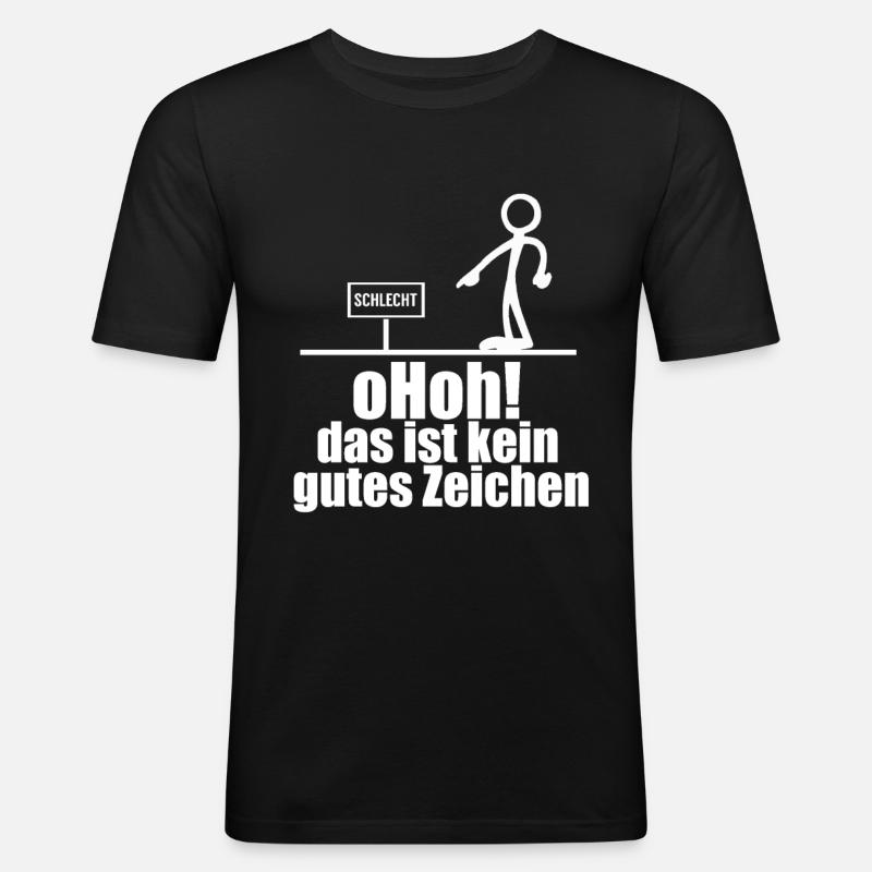 Lustiger Spruch schlechtes zeichen Geschenk - Männer Slim Fit T-Shirt - Schwarz
